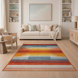 Vibrant Geometric Multi-Color Stripe Area Rug