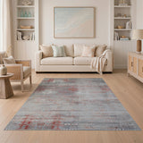 Grey Red Distressed Heritage Tribal Area Rug
