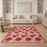 Floral Vintage Vintage Red Roses Floral Area Rug