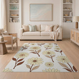 Cream Daisy Floral Vintage Area Rug
