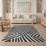 Zigzag Black White Zigzag Geometric Area Rug