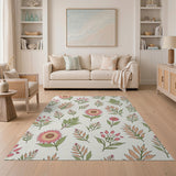 Blush Pink Sunflower Floral Area Rug