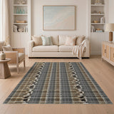 Distressed Brown Tan Zebra Stripe Woven Rug