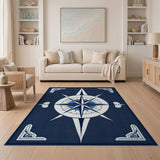 Navy Compass Rose Geometric Area Rug
