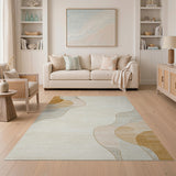 Organic Wave Abstract Beige Area Rug