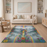 Rainbow Floral Washable Area Rug
