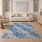 Abstract Area Swirling Blue Waves Abstract Area Rug