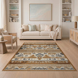 Washable Southwestern Aztec Geometric Low Pile Area Rug