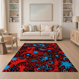 Explosive Red Blue Abstract Area Rug