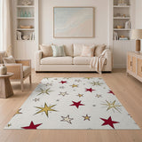 Gold Red Starburst Pattern Area Rug
