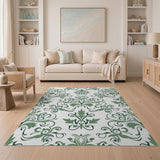 Green Floral Vintage Elegant Green Floral Damask Area Rug