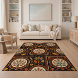 Ornate Wheat Harvest Medallion Rug