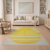 Bold Yellow Arcs Geometric Area Rug