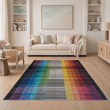 Vibrant Rainbow Vertical Stripe Multi-color and Patterns Area Rug