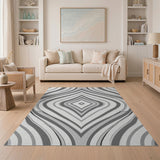 Grey Abstract Diamond Wave Area Rug