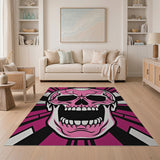 Bold Pink Cracked Skull Area Rug