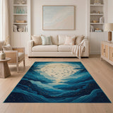 Mystic Ocean Moon Fish Blue Teal Area Rug