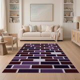 Purple Maroon Brick Pattern Area Rug
