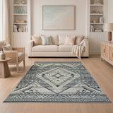 Bold Geometric Tribal Black White Area Rug