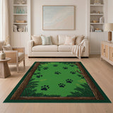 Jungle Paw Prints Green Kids Area Rug
