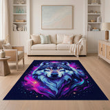 Cosmic Neon Wolf Area Rug