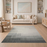 Stacked Beige Grey Geometric Modern Rug