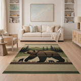 Grizzly Bear with Cubs Mountain Wilderness Rug