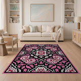 Traditional Persian Vibrant Pink Floral Persian Area Rug