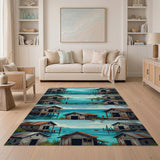 Weathered Coastal Shacks Area Rug