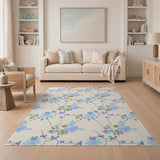 Delicate Blue Iris Floral Area Rug