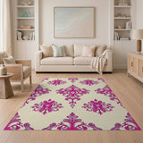 Pink Damask Elegant Pink Damask Floral Area Rug