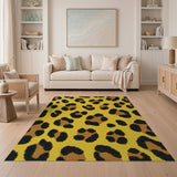 Yellow Vibrant Yellow Leopard Print Area Rug