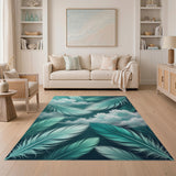 Dreamy Teal Feathers Cloud Area Rug