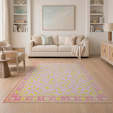 Vintage Pink Daisy Floral Floral Vintage Area Rug