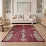 Bold Red Ivory Geometric Abstract Area Rug