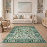 Seafoam Green Persian Area Rug with Intricate Motifs