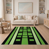 Green Green Geometric Block Modern Area Rug