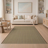 Tan Brown Woven Plaid Area Rug