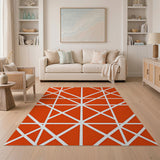 Vibrant Orange Geometric Diamond Area Rug