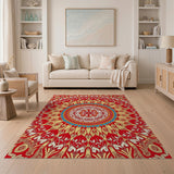 Traditional Persian Red Red Mandala Persian Area Rug
