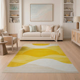 Yellow Sun Wave Geometric Area Rug