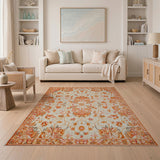 Orange Ivory Orange Floral Persian Area Rug