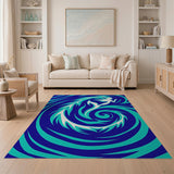 Mermaid Swirl Waves Blue Teal Area Rug
