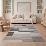 Modern Grey Geometric Grey Area Rug