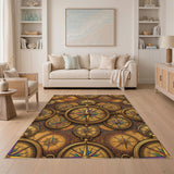 Vintage Gold Compass Area Rug