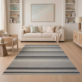 Geometric Modern Grey Striped Textured Area Rug