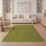 Bold Yellow Black Stripe Geometric Rug