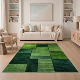 Lush Green Geometric Block Area Rug