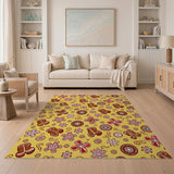 Whimsical Gingerbread Men Yellow Area Rug