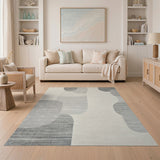 Abstract Grey Organic Shapes Area Rug